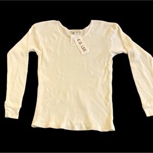 MAKE ME AN OFFER! NWT E.D. Lee Classic White Waffle Jersey Top 100% Cotton.